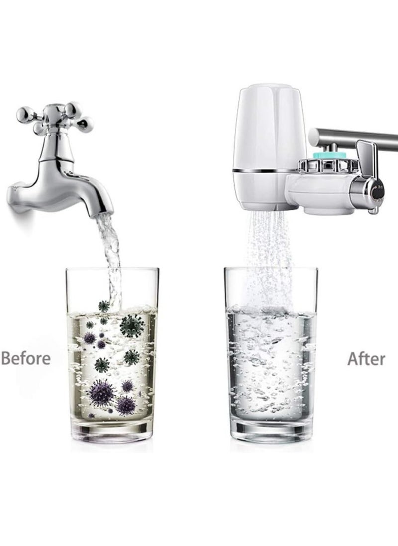 Filter Water System Filtration Water Faucet 7 Level Purification, Water Purifier, Tap Water Purifier Kitchen Faucet Washable Ceramic Percolator Mini Water Filter Rust Bacteria with 4 Replacement Filter