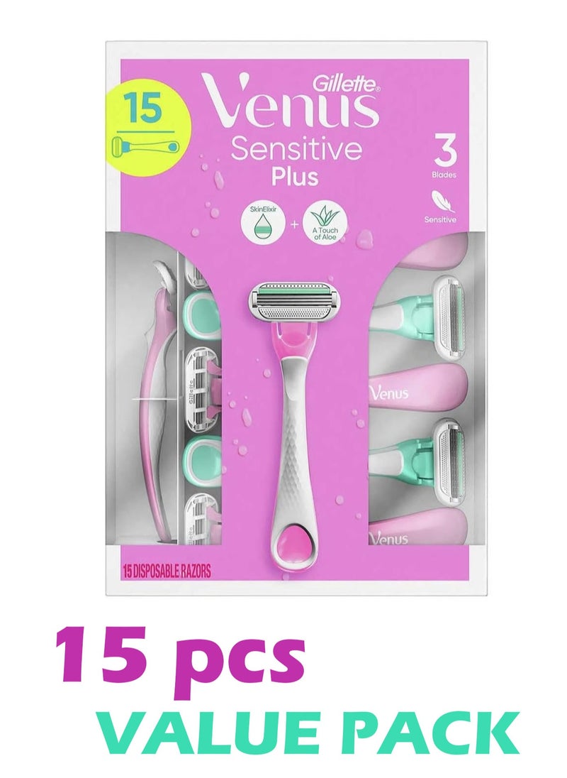 Venus Sensitive Plus Disposable Razor, 15-count for her