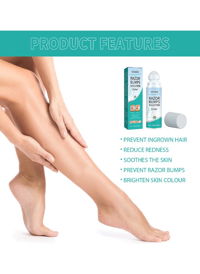 Razor Bump Solution Essence, Prevents Ingrown Hair Reduce Dark Spot Reduce Redhess And Bumps, Hair Growth Inhibitor Safe And Gentle, Delay Hair Growth, No Black Spots, Roll-On 100ML