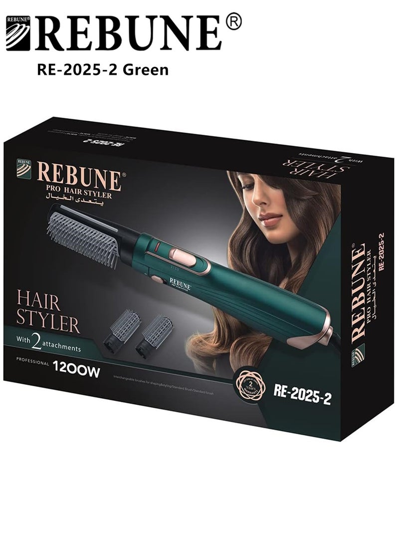 Original Hair Styler 1200W Hot Air Brush Volumizer RE-2025-2 Green Hair Straightener Brush Green/Gold