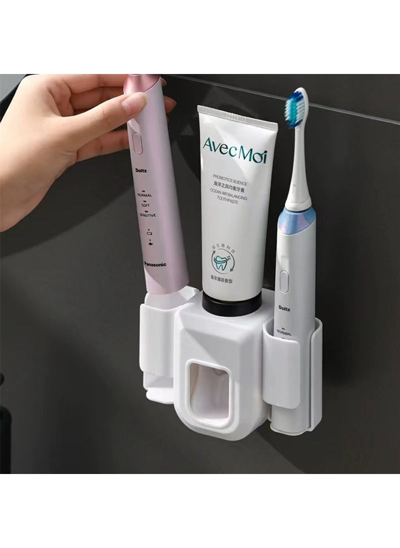 Automatic toothpaste squeezer wall-mounted squeezer suit household punch-free toothbrush holder toothpaste holder 7015 [white]]