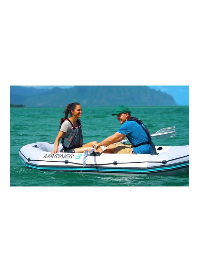 INTEX 68373EP Mariner 3 Inflatable Boat Set: Includes Deluxe 54in Boat Oars and High-Output Pump – Wear-Resistant Keel – Removable Fishing Rod Holders – 3-Person – 880lb Weight Capacity 297x127x46cm