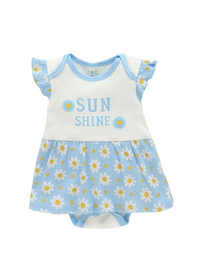 Bambimici Daisy Flower Printed Bodysuit Short Sleeve 2-Piece