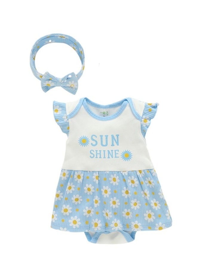 Bambimici Daisy Flower Printed Bodysuit Short Sleeve 2-Piece