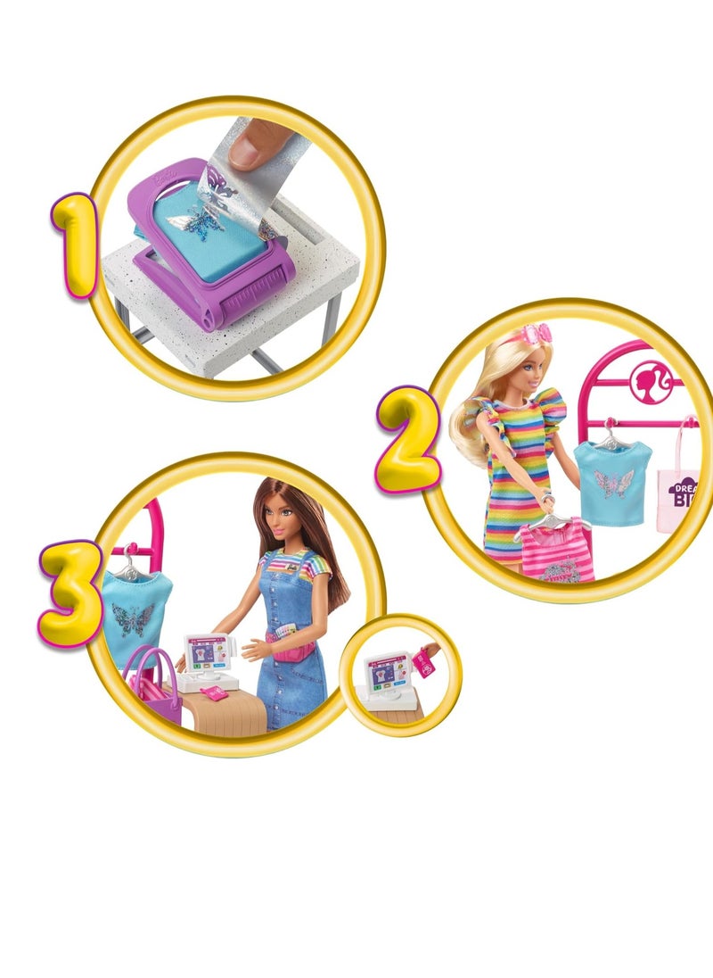 Make & Sell Boutique Playset with Brunette Doll, Foil Design Tools, Clothes & Accessories