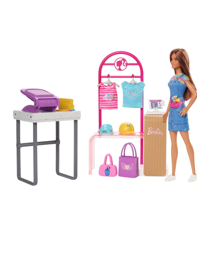 Make & Sell Boutique Playset with Brunette Doll, Foil Design Tools, Clothes & Accessories