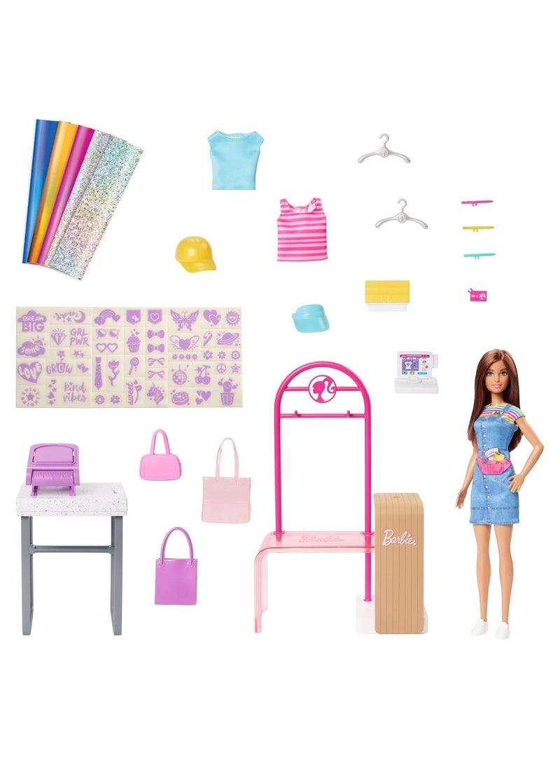 Make & Sell Boutique Playset with Brunette Doll, Foil Design Tools, Clothes & Accessories