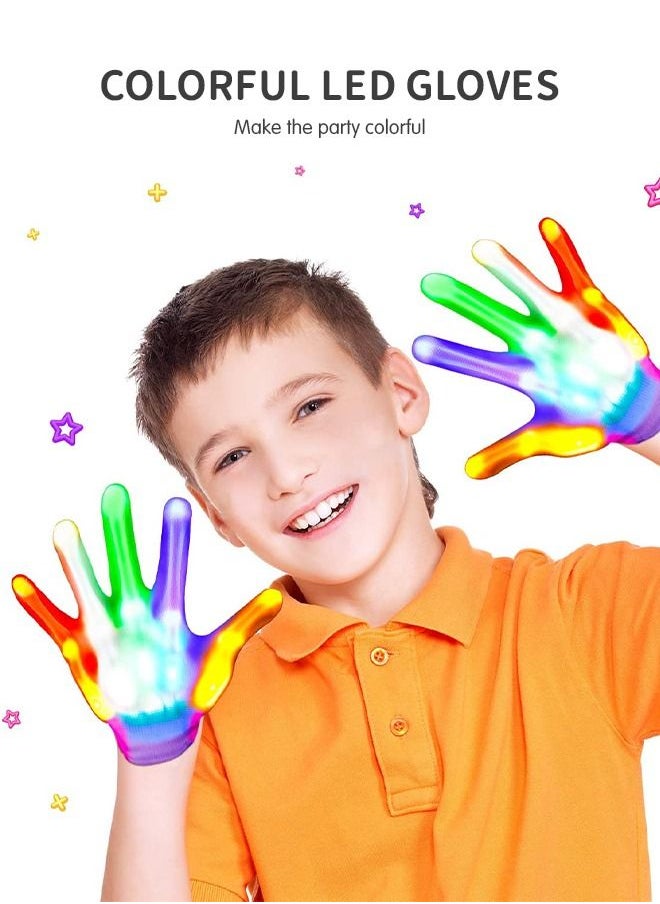 Led Gloves, Flashing Light Up Gloves, LED Light Glow Gloves Cool Fun Toys , Light-up Party, Costume Party Favors for Age 3-12 Kids Teens