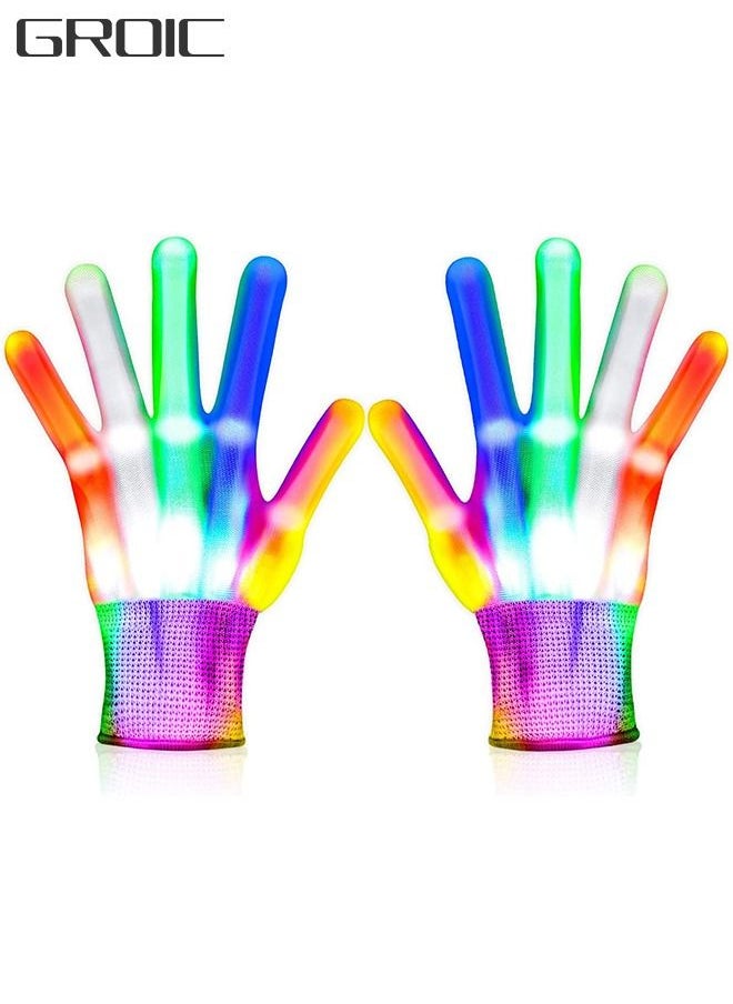 Led Gloves, Flashing Light Up Gloves, LED Light Glow Gloves Cool Fun Toys , Light-up Party, Costume Party Favors for Age 3-12 Kids Teens