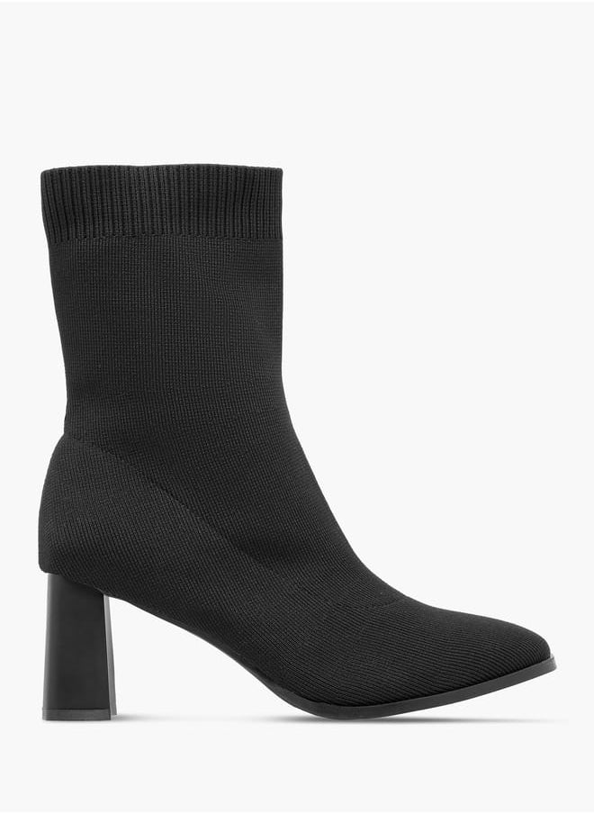 Women Solid Ankle Boots with Block Heels