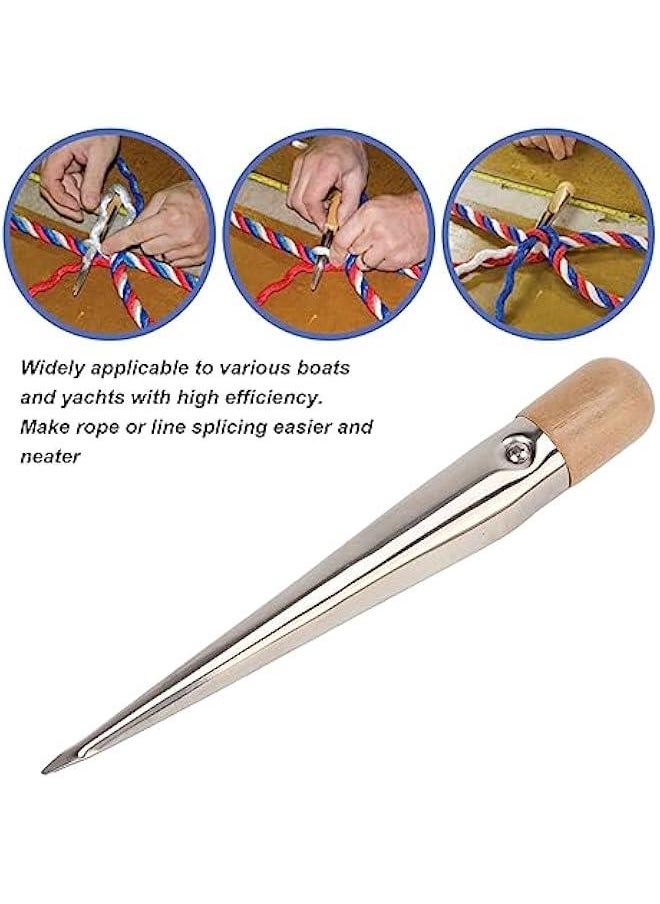 Marine Rope Splicing Spike, Stainless Steel Beechwood Handle Maintenance Tool Rope Splicing Tools with Pom Plastic Handle, Boat & Yacht Maintenance Tool (Medium 2932M)