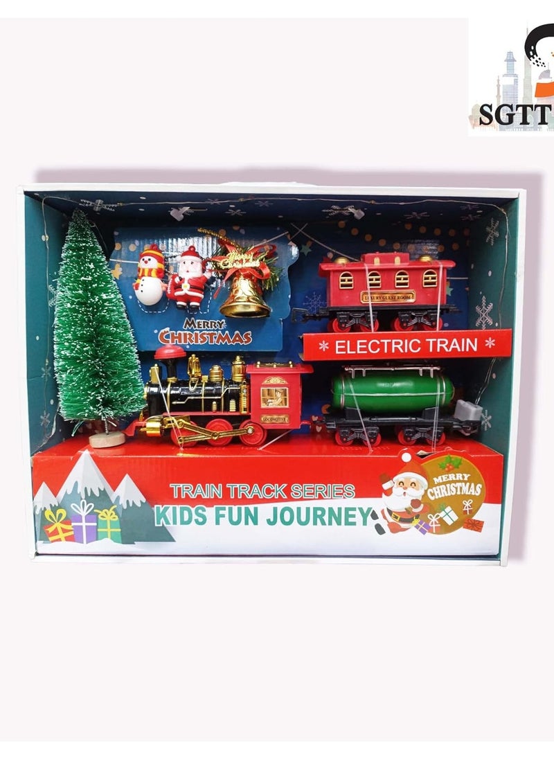 Christmas Train Set - Toy Train Set with Lights and Sounds, Round Railway Tracks for Under / Around The Christmas Tree Gift for Kids Children