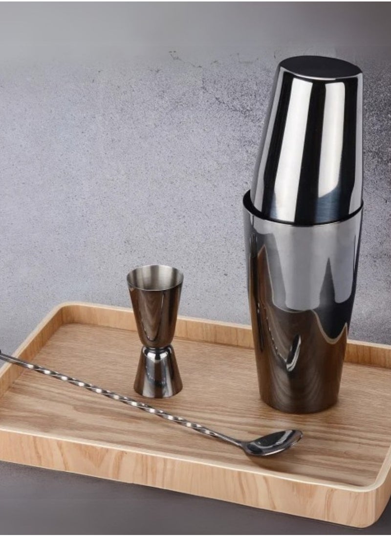 3 Piece Boston Cocktail Shaker Set – Stainless Steel Professional Mixer for Home and Bar Use