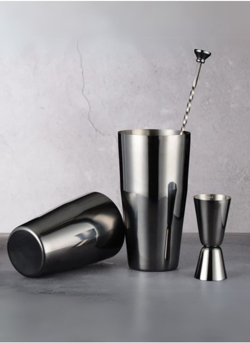 3 Piece Boston Cocktail Shaker Set – Stainless Steel Professional Mixer for Home and Bar Use