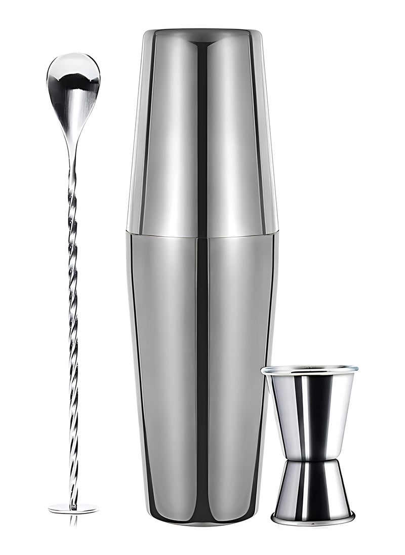 3 Piece Boston Cocktail Shaker Set – Stainless Steel Professional Mixer for Home and Bar Use