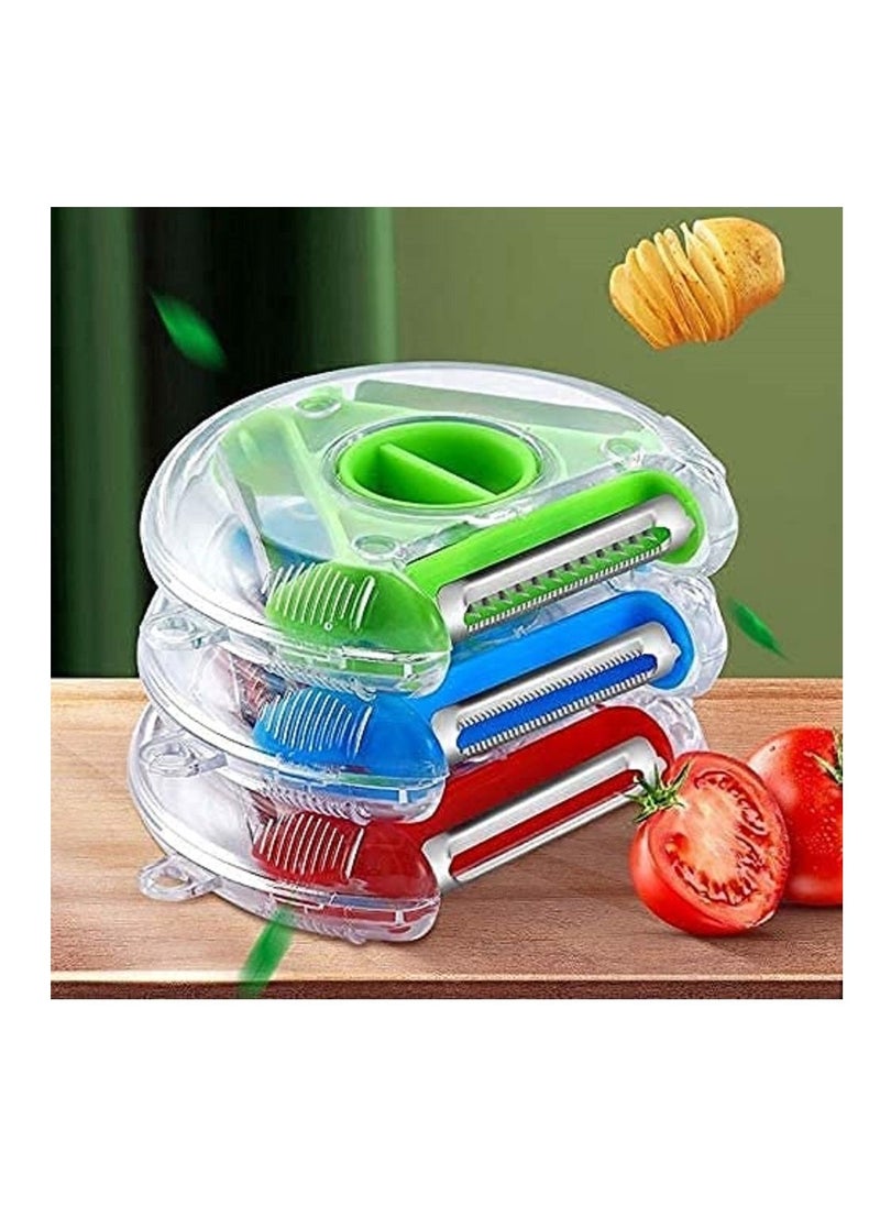 3 In 1 Set Multi Style Stainless Steel Potato Apple Peeler Perfect For Peeling Vegetables And Fruits Three Blade Design 1 PCS