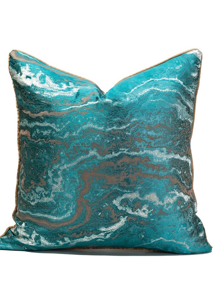 Rock Peacock Blue Cushion Sofa Model room Fabric Headboard Soft Bag Large Backrest American Hotel Living Room Cushion (Excluding Pillow Core)