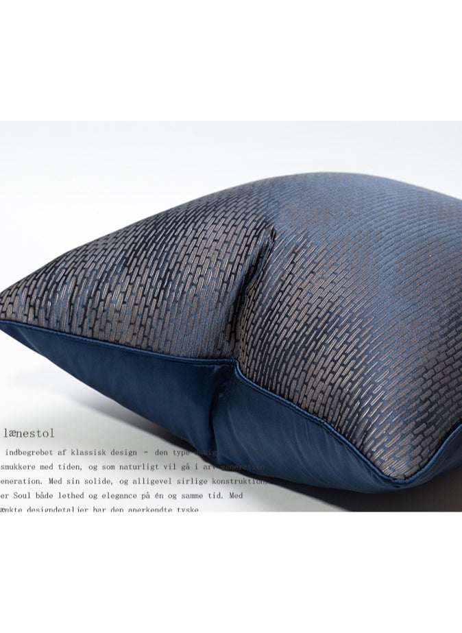 Light Luxury Jacquard Deep Blue Checkered Pillow Cover Modern American Designer Hotel Bedside Sofa Cushion Pillow Pillowcase