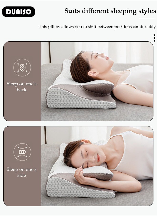 Super Comfort Ergonomic Pillow for Neck Head and Shoulder Pain Relief Contour Support Pillows for Bed Sleeping Orthopedic Cervical Spine Stretch Pillow for Side Back Stomach Sleeper