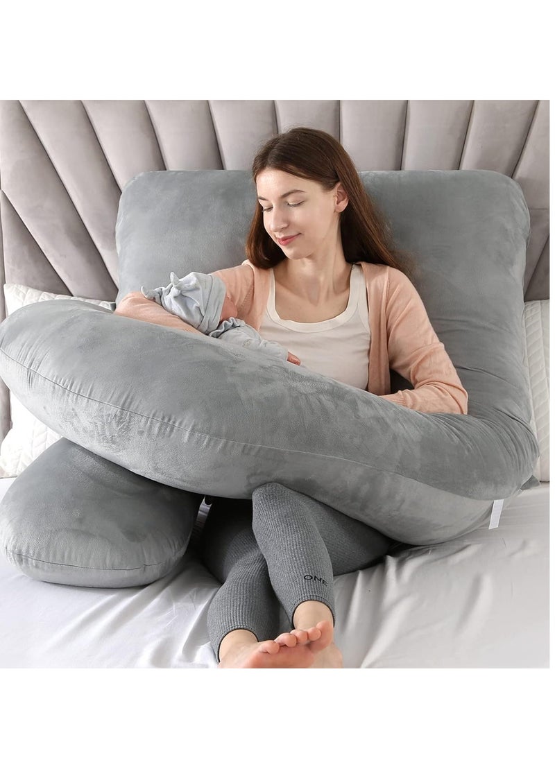 Pregnancy Must Haves Pregnancy Pillow U-Shaped Full Body Maternity Support Pillow for Pregnant Women with Replaceable and Washable Velvet Cover Size 57