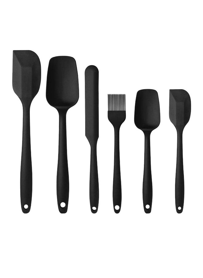 6-Piece Silicone Spatula Set Black ‎29.9x18.9x11cm