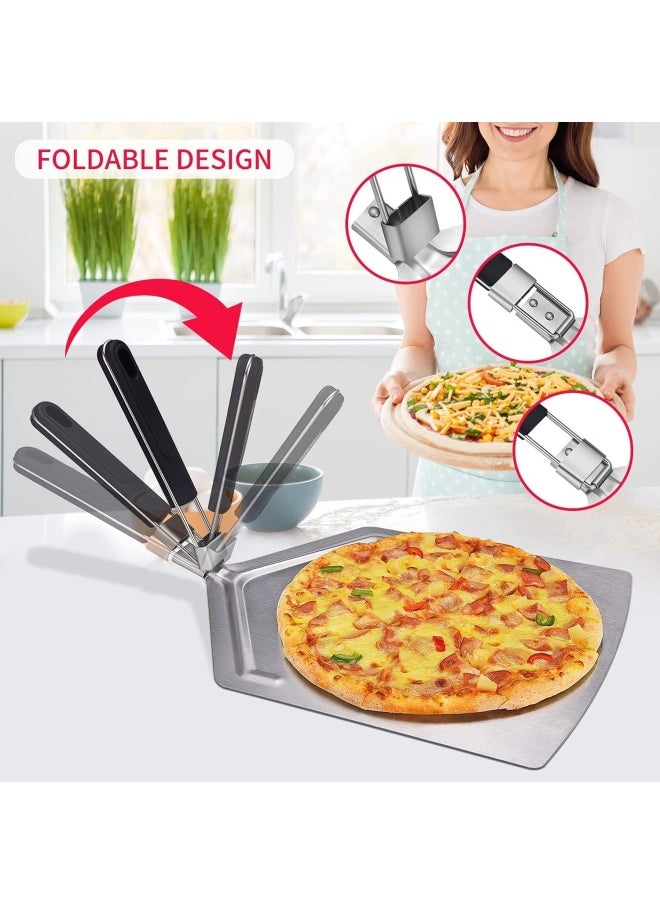 Large Pizza Peel 14 Inch Stainless Steel Turning Pizza Paddle For Baking With Folding Handle For Indoor &AndOutdoor Pizza Oven - Lightweight Pizza Turning Peels For Baking Homemade Pizza Bread