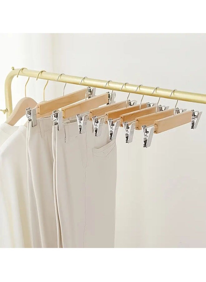 Pack of 20 Non-Slip Seamless Solid Wood Hangers with Multi-Function Belt Clips and Hooks