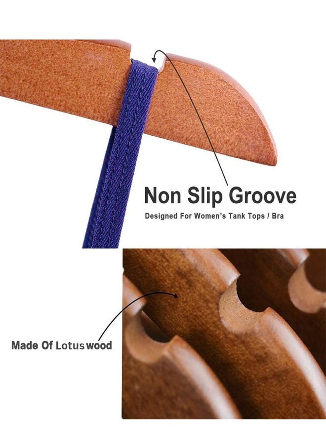 Pack of 10 Non-Slip Wooden Hangers with Rubber Grip