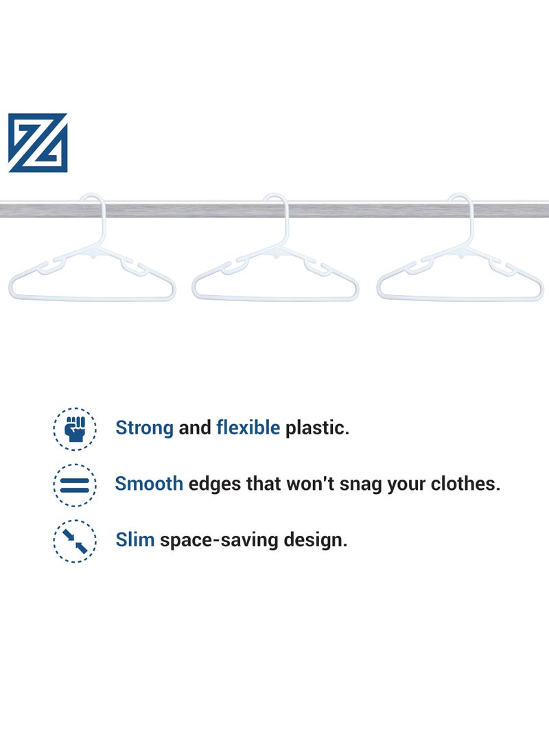 ZOBER Plastic Baby Hangers Toddler Hangers Kids Hangers Non Slip | Space Spacing | Durable & Slim, Light-Weight Childrens Hangers | For Shirts, Pants, Dresses | Hangs upto 5.5 lbs (WHITE, 100 PACK)