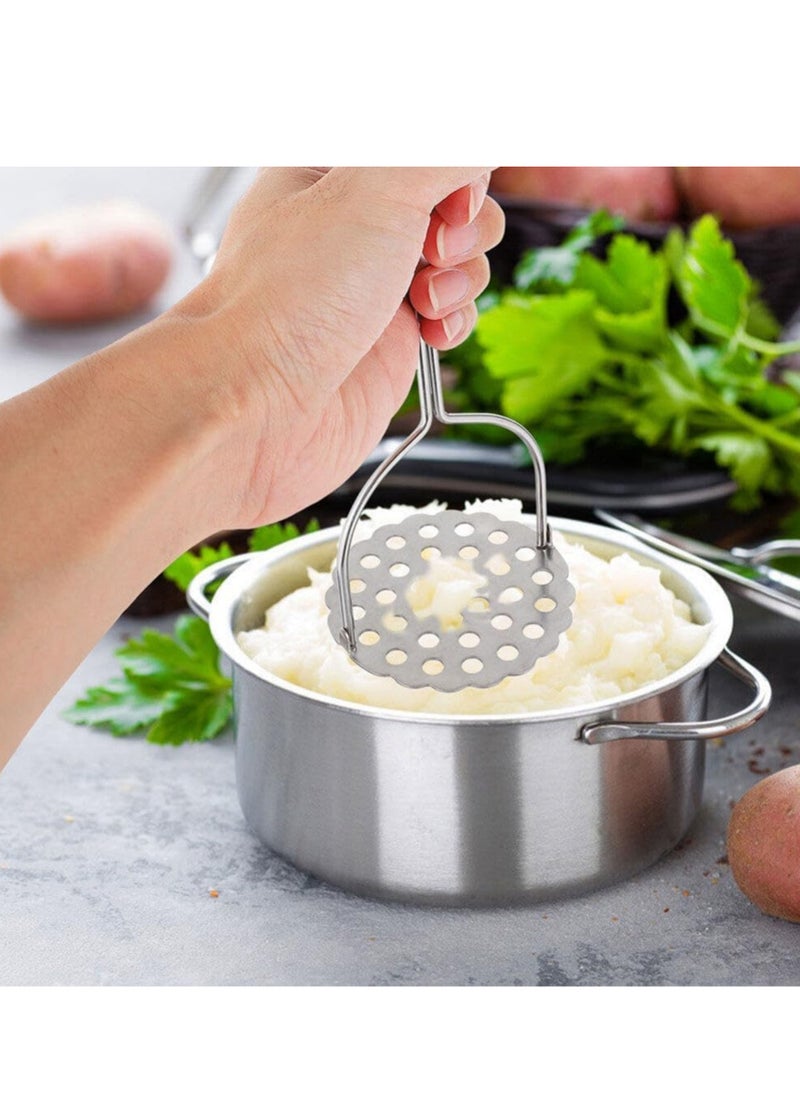 2Pcs Potato Masher, Heavy Duty Stainless Steel Integrated Masher Kitchen Tool Wire Masher for Potatoes, Avocados, Beans, or Fruit & Vegetables