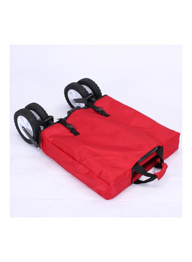 Stainless Steel Foldable Shopping Cart Red/Black 88x58x35cm