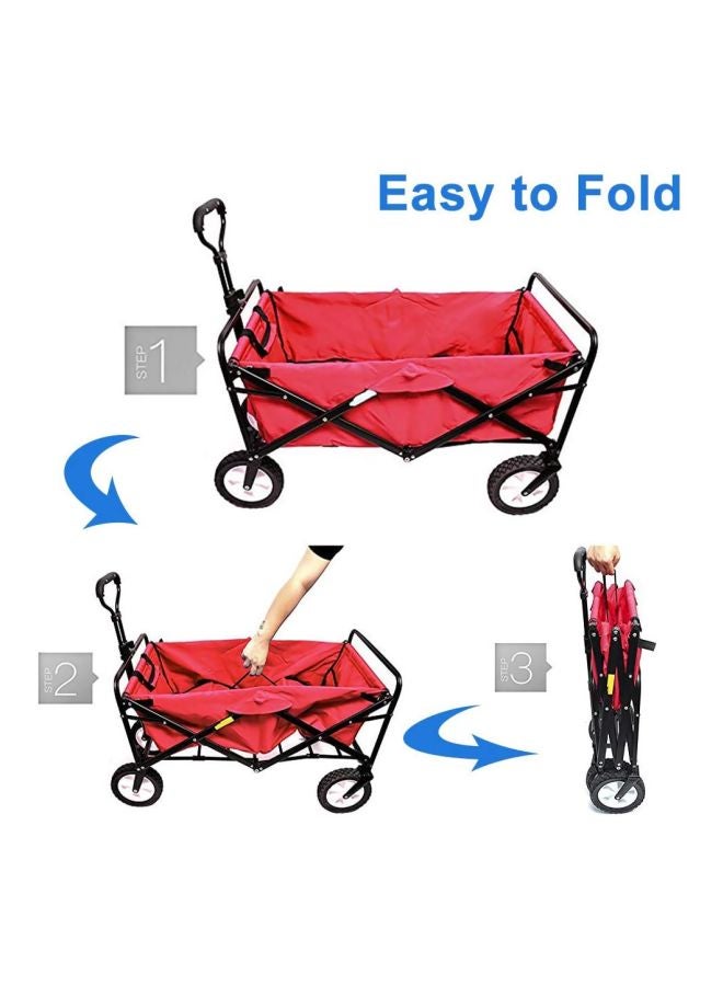 Foldable Garden Cart Heavy Duty Outdoor Trolley Red/Black 85x48x26cm