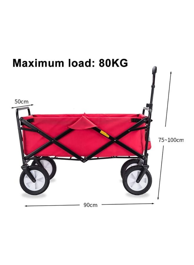 Foldable Garden Cart Heavy Duty Outdoor Trolley Red/Black 85x48x26cm