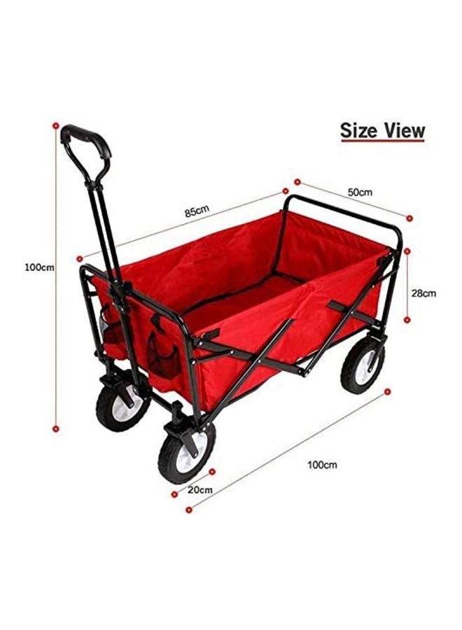 Multi-Functional Folding Shopping Cart Trolley Red/Black 90x60x50cm