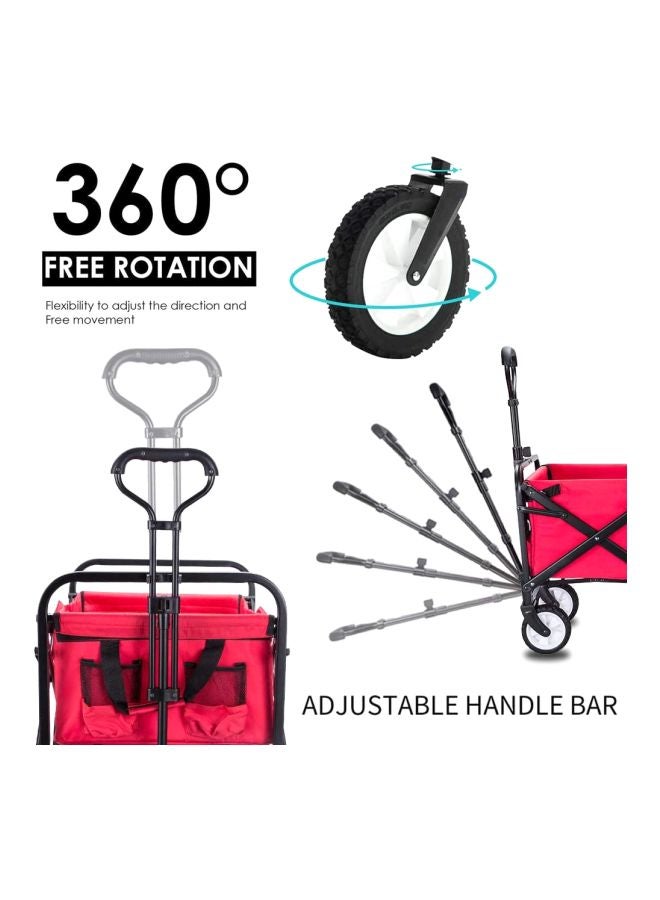 Foldable Heavy Duty Outdoor Cart Trolley Red/Black/White 90x50cm