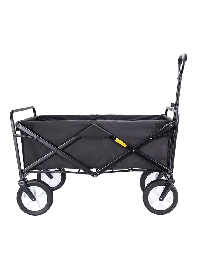 Heavy Duty Garden Cart Wagon Foldable Outdoor Trolley Transport Black 85x48x26centimeter