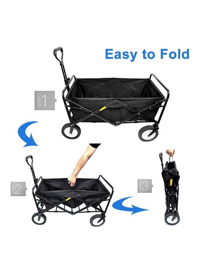 Heavy Duty Garden Cart Wagon Foldable Outdoor Trolley Transport Black 85x48x26centimeter