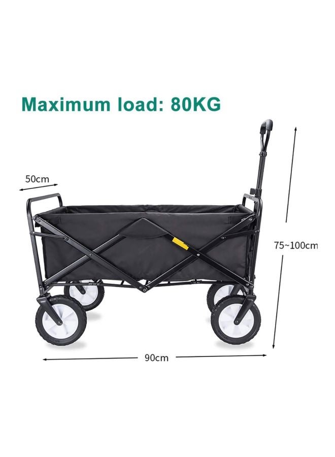 Heavy Duty Garden Cart Wagon Foldable Outdoor Trolley Transport Black 85x48x26centimeter