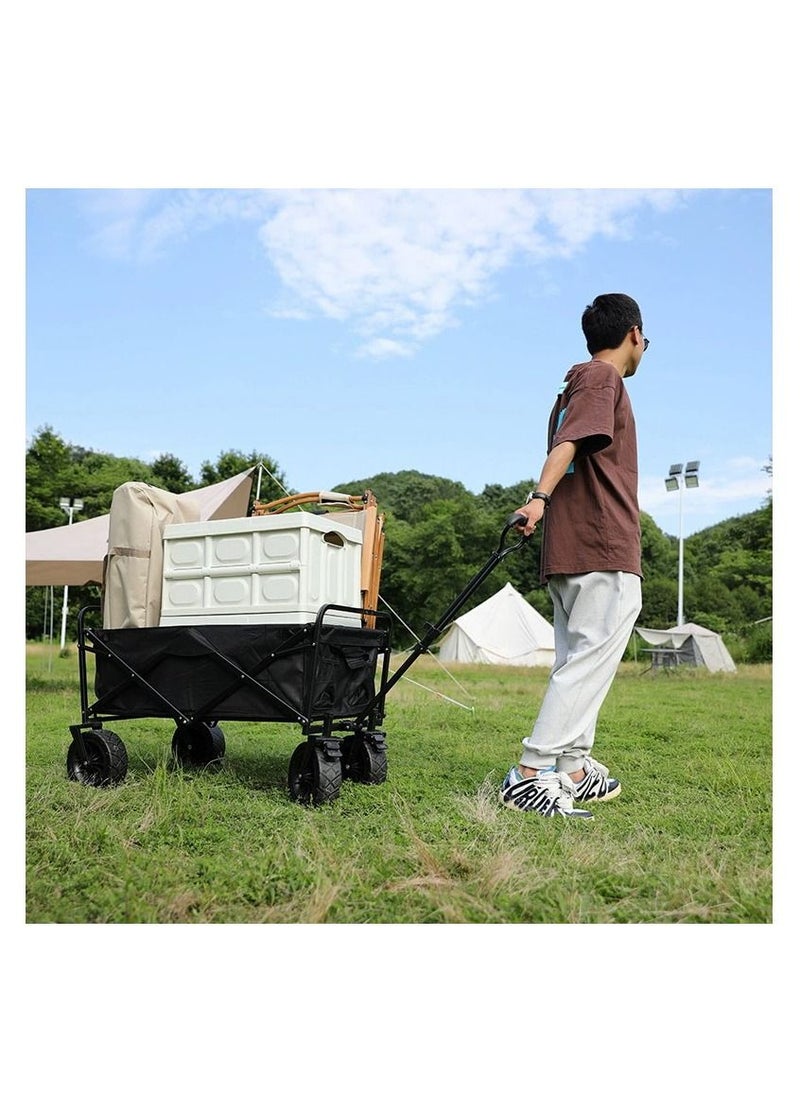 Folding Wagon Foldable Camping Cart Heavy Duty Utility Beach Wagon Cart Large Capacity Foldable Grocery Wagon for Garden Outdoor  Sports Camping Picnic