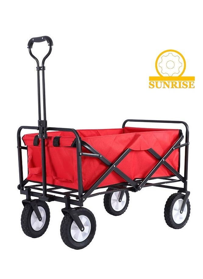 Folding Wagon Foldable Camping Cart Heavy Duty Utility Beach Wagon Cart  Large Capacity Foldable Grocery Wagon for Garden Outdoor Sports Camping Picnic