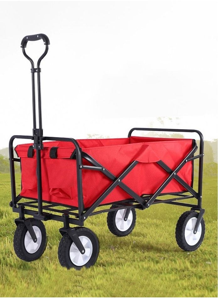 Folding Wagon Foldable Camping Cart Heavy Duty Utility Beach Wagon Cart  Large Capacity Foldable Grocery Wagon for Garden Outdoor Sports Camping Picnic