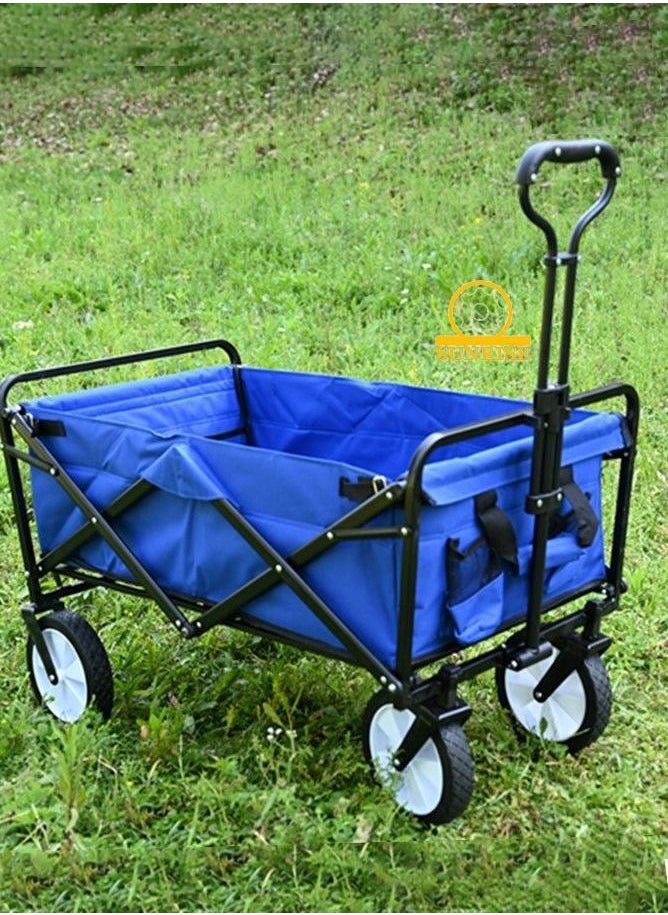 Folding Wagon Foldable Camping Cart Heavy Duty Utility Beach Wagon Cart  Large Capacity Foldable Grocery Wagon for Garden Outdoor Sports Camping Picnic