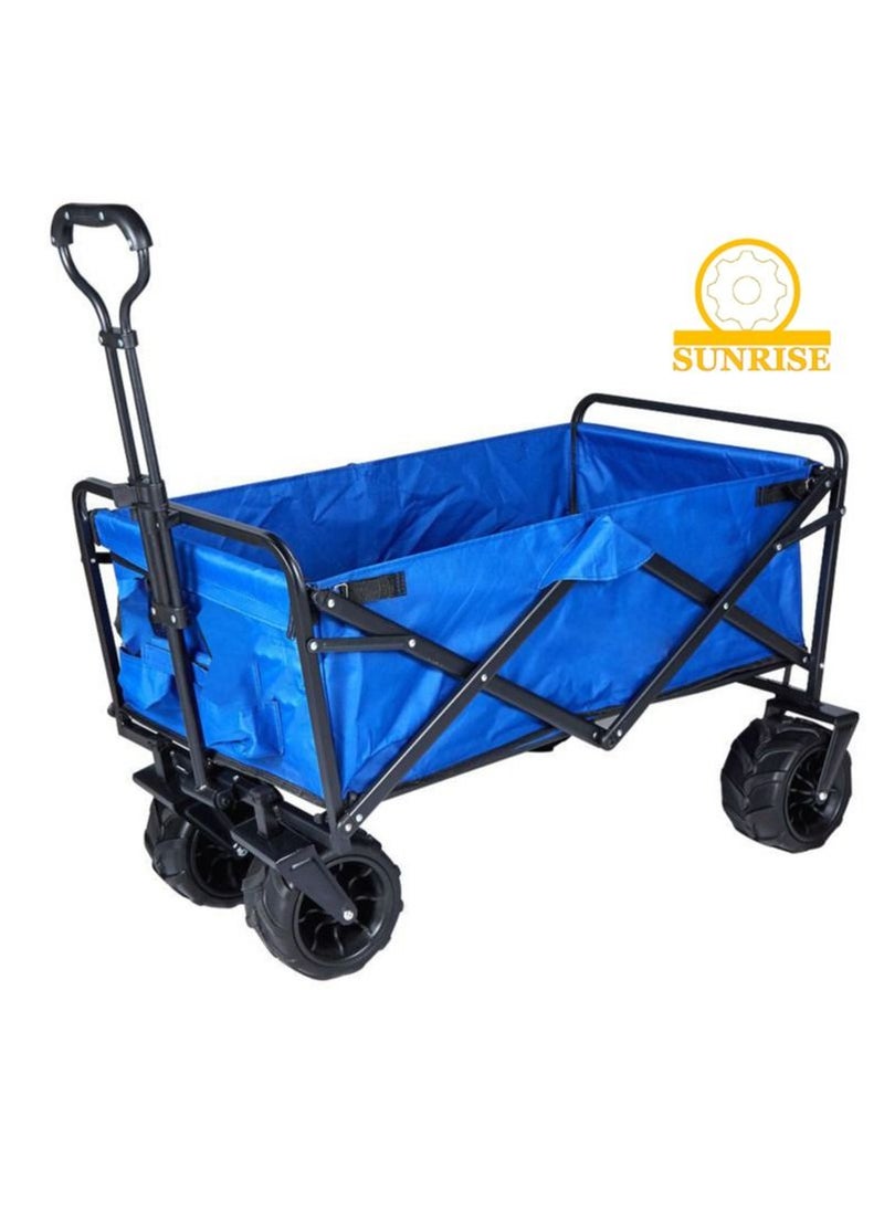 Folding Wagon, Foldable Camping Cart, Heavy Duty Utility Beach Wagon Cart , Large Capacity Foldable Grocery Wagon for Garden Outdoor, Sports, Camping, Picnic