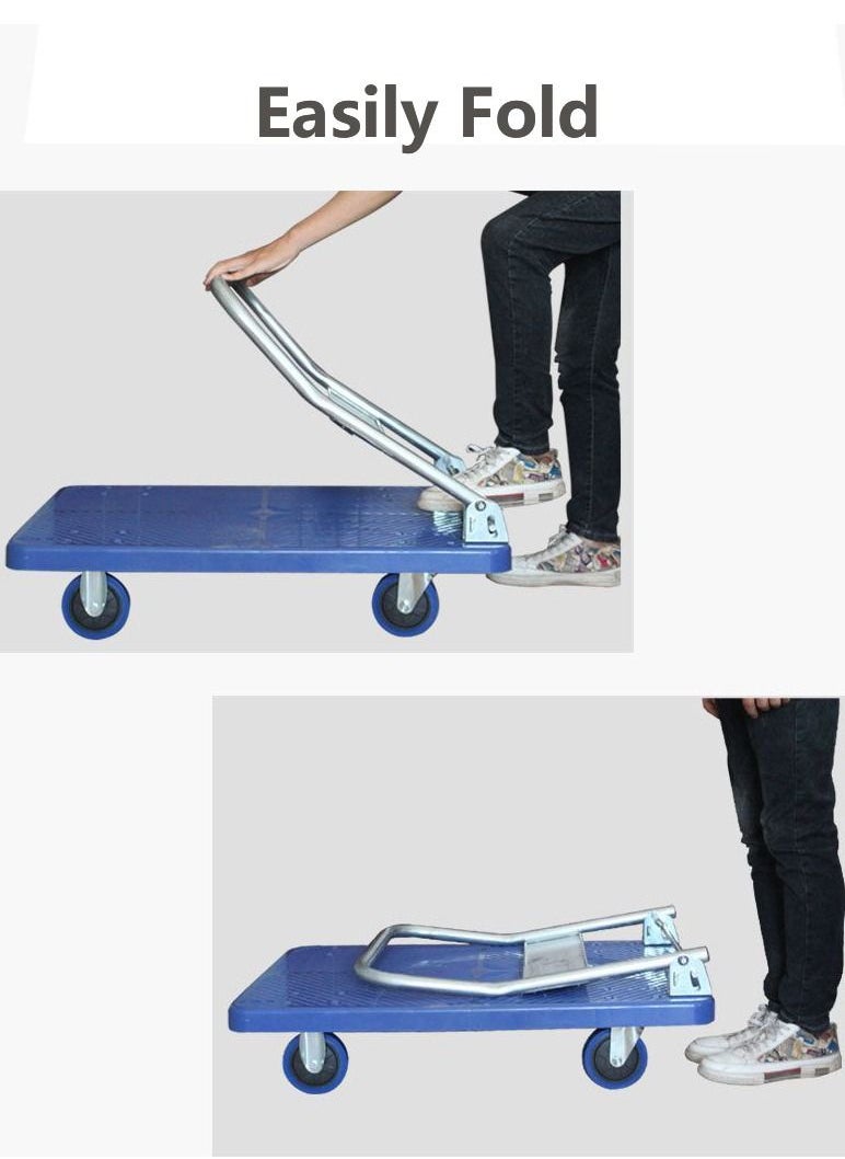 Trolley Folding Platform Truck Hand Truck Foldable Push Cart Dolly With 360 Degree Swivel Wheels For Easy Storage