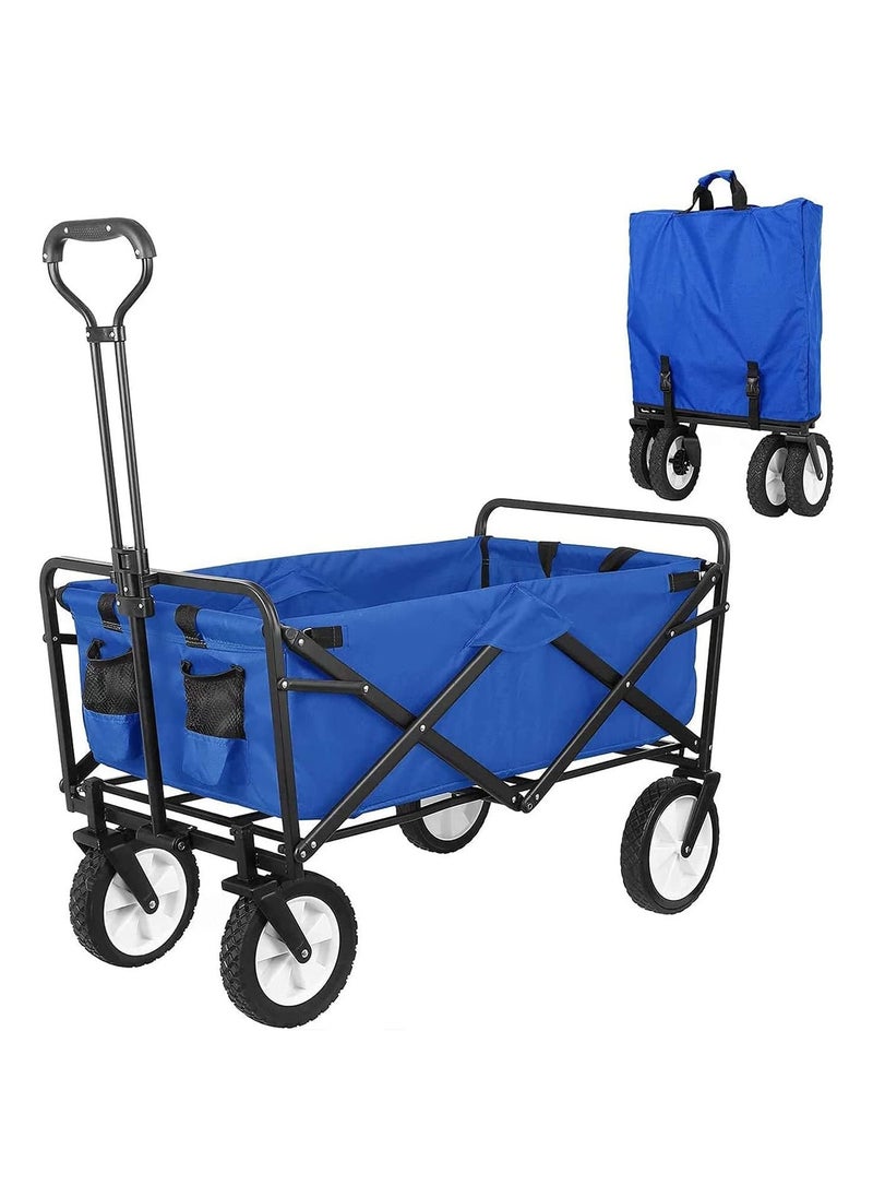 Collapsible Folding Outdoor Utility Wagon-Blue