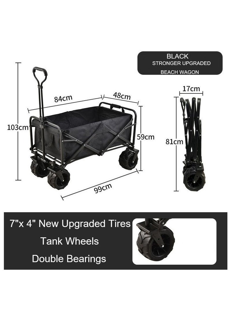 Folding Wagon Foldable Camping Cart Heavy Duty Utility Beach Wagon Cart Large Capacity Foldable Grocery Wagon for Garden Outdoor  Sports Camping Picnic