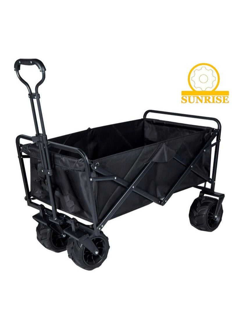 Folding Wagon Foldable Camping Cart Heavy Duty Utility Beach Wagon Cart Large Capacity Foldable Grocery Wagon for Garden Outdoor  Sports Camping Picnic