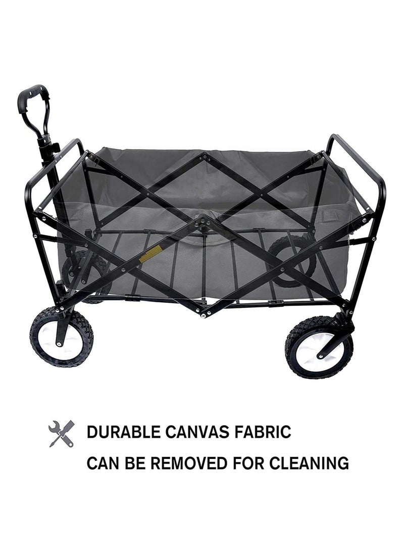 Folding Shopping Cart Outdoor Camping Trailer-Black