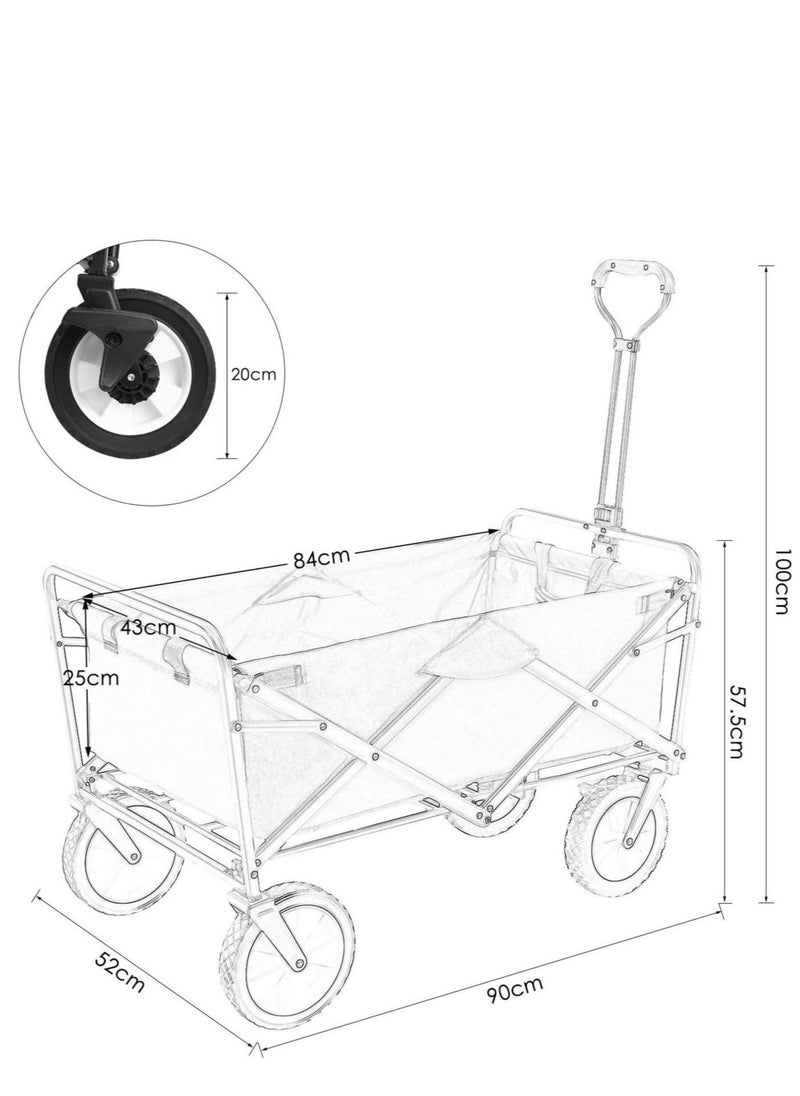 Folding Shopping Cart Outdoor Camping Trailer-Black