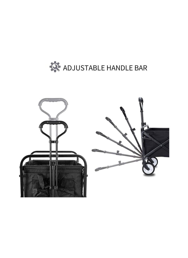 Folding Shopping Cart Outdoor Camping Trailer-Black